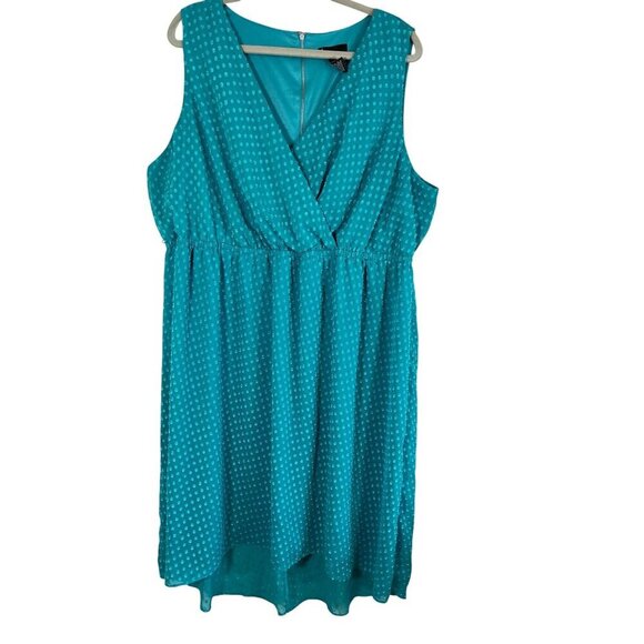 Lane Bryant Clip Dot Dress 22 Green Tank Midi Feminine Retro Pinup Skater 80s - Picture 1 of 12